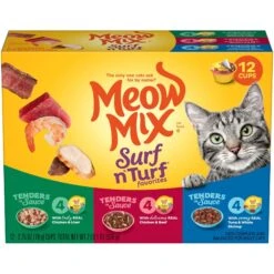 Meow Mix Tender Favorites Surf 'N Turf Variety Pack Cat Food Trays