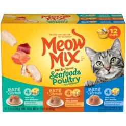 Meow Mix Pate Toppers Seafood & Poultry Variety Pack Cat Food Trays