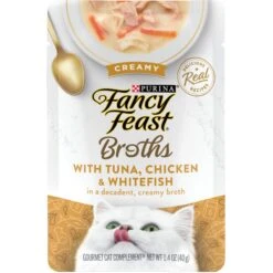 Fancy Feast Creamy Broths With Tuna, Chicken & Whitefish Supplemental Wet Cat Food Pouches