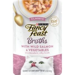 Fancy Feast Classic Broths With Wild Salmon & Vegetables Supplemental Wet Cat Food Pouches
