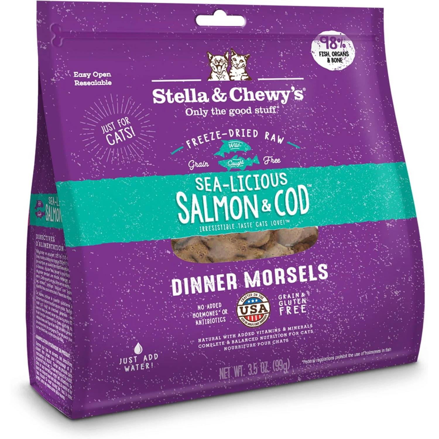 Stella & Chewy's Sea-licious Salmon & Cod Dinner Morsels Freeze-Dried Raw Cat Food 3 Stella & Chewy's Sea-licious Salmon & Cod Dinner Morsels Freeze-Dried Raw Cat Food
