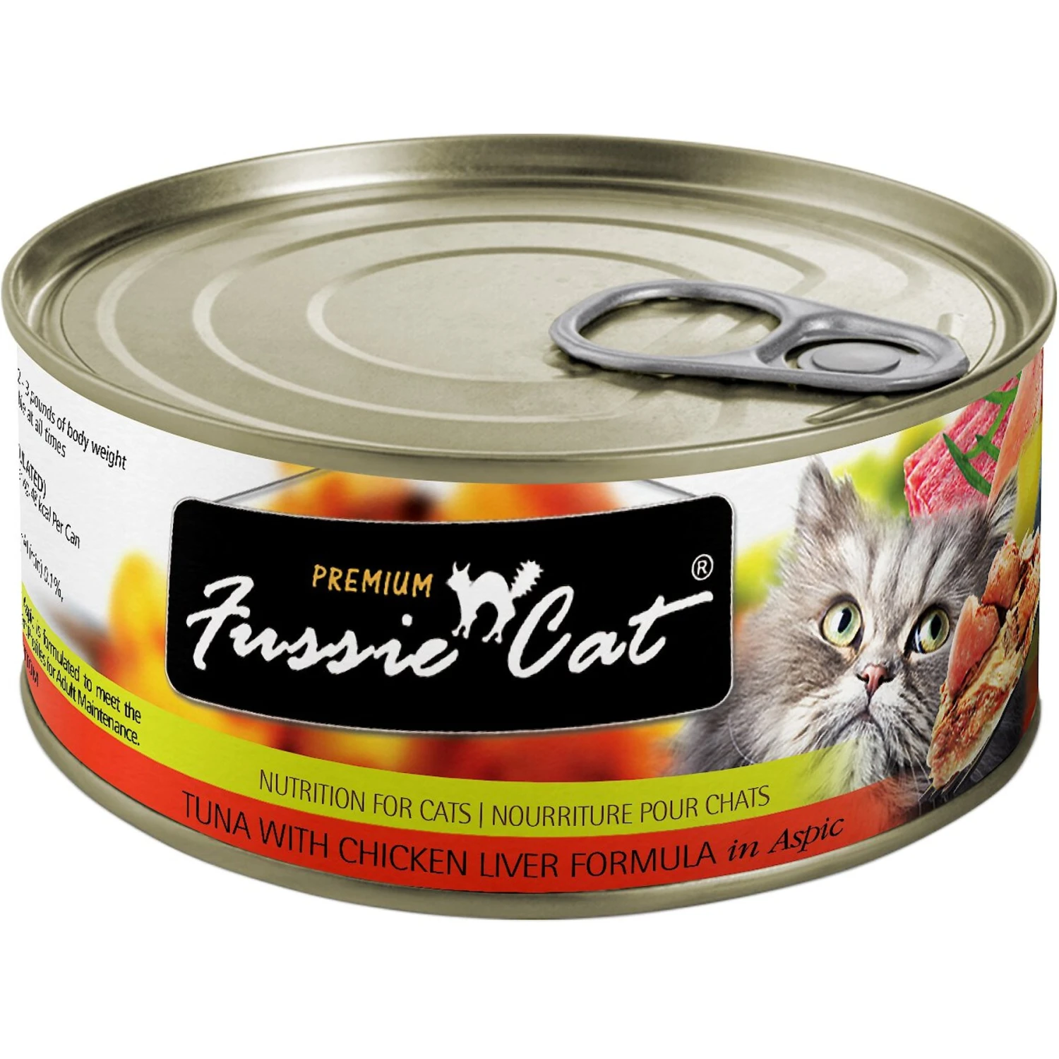Fussie Cat Premium Tuna With Chicken Liver Formula In Aspic Grain-Free Canned Cat Food, 2.8-oz, Case Of 24 3 Fussie Cat Premium Tuna With Chicken Liver Formula In Aspic Grain-Free Canned Cat Food, 2.8-oz, Case Of 24