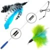 Pet Fit For Life 2 Feather Retractable Wand Cat Toy, Blue & Green -Furry Friends 109322 Main. AC SS1800 V1486676199