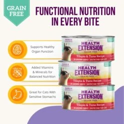 Health Extension Grain-Free Tilapia & Tuna Recipe Canned Cat Food 14 Health Extension Grain-Free Tilapia & Tuna Recipe Canned Cat Food -Furry Friends 110491 PT5. AC SS1800 V1693237086