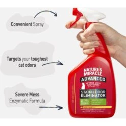 Nature's Miracle Advanced Cat Enzymatic Stain Remover & Odor Eliminator Spray, Sunny Lemon, 32-oz Bottle -Furry Friends 115425 PT3. AC SS1800 V1701453356