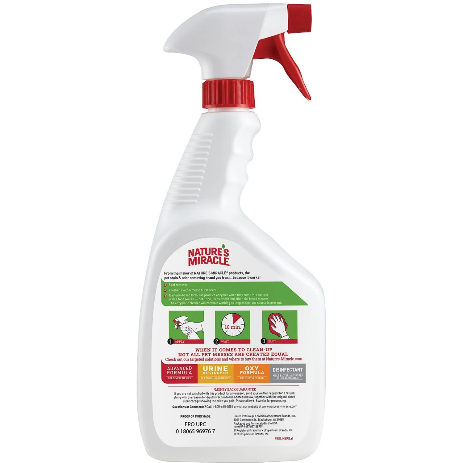 Nature's Miracle Cat Enzymatic Stain Remover & Odor Eliminator Spray, Melon Burst Scent, 32-oz Bottle 4 Nature's Miracle Cat Enzymatic Stain Remover & Odor Eliminator Spray, Melon Burst Scent, 32-oz Bottle - Image 2