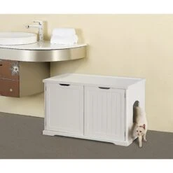 Merry Products Cat Washroom Bench Decorative Litter Box Cover & Storage