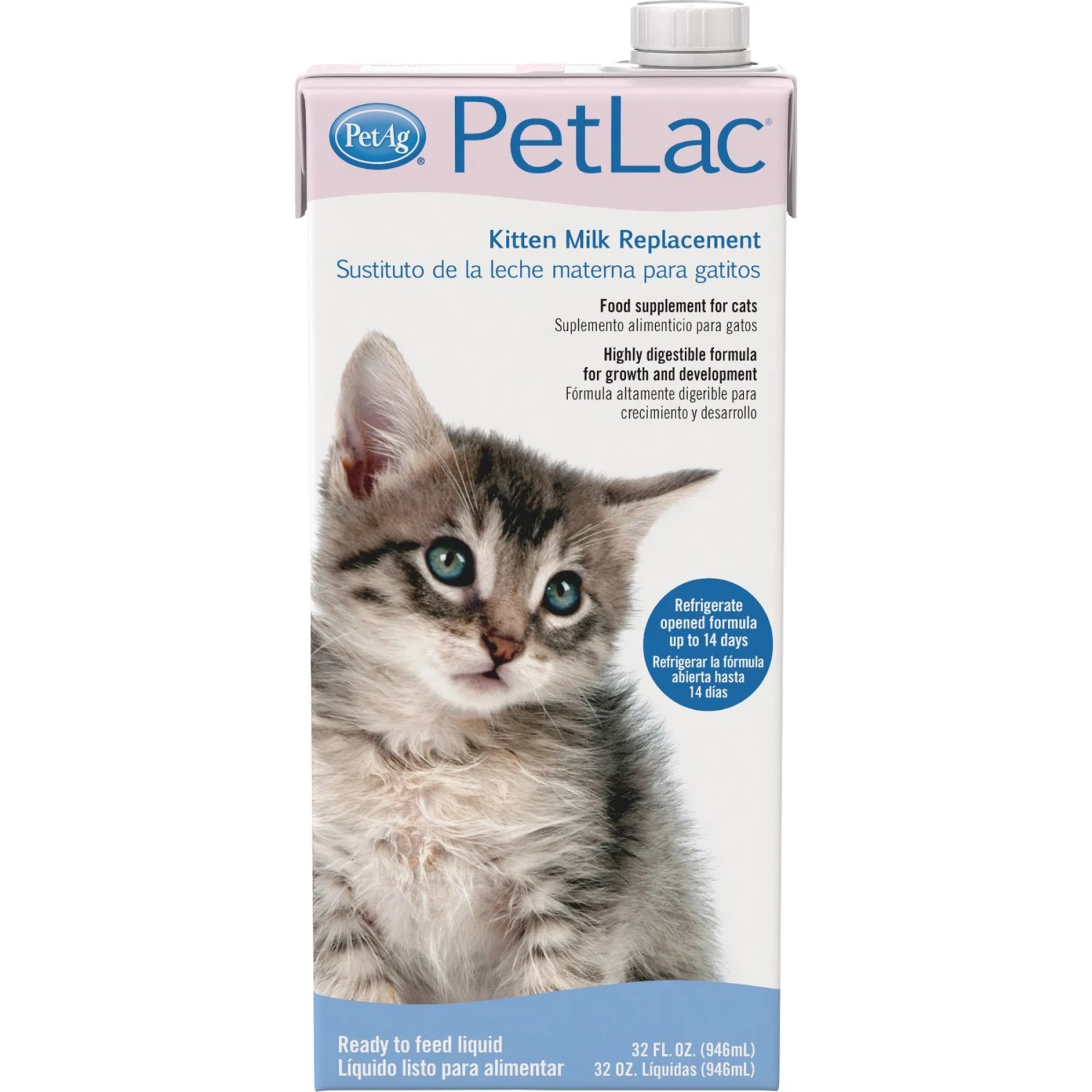 PetAg PetLac Kitten Milk Replacement Liquid, 32-oz Bottle 3 PetAg PetLac Kitten Milk Replacement Liquid, 32-oz Bottle
