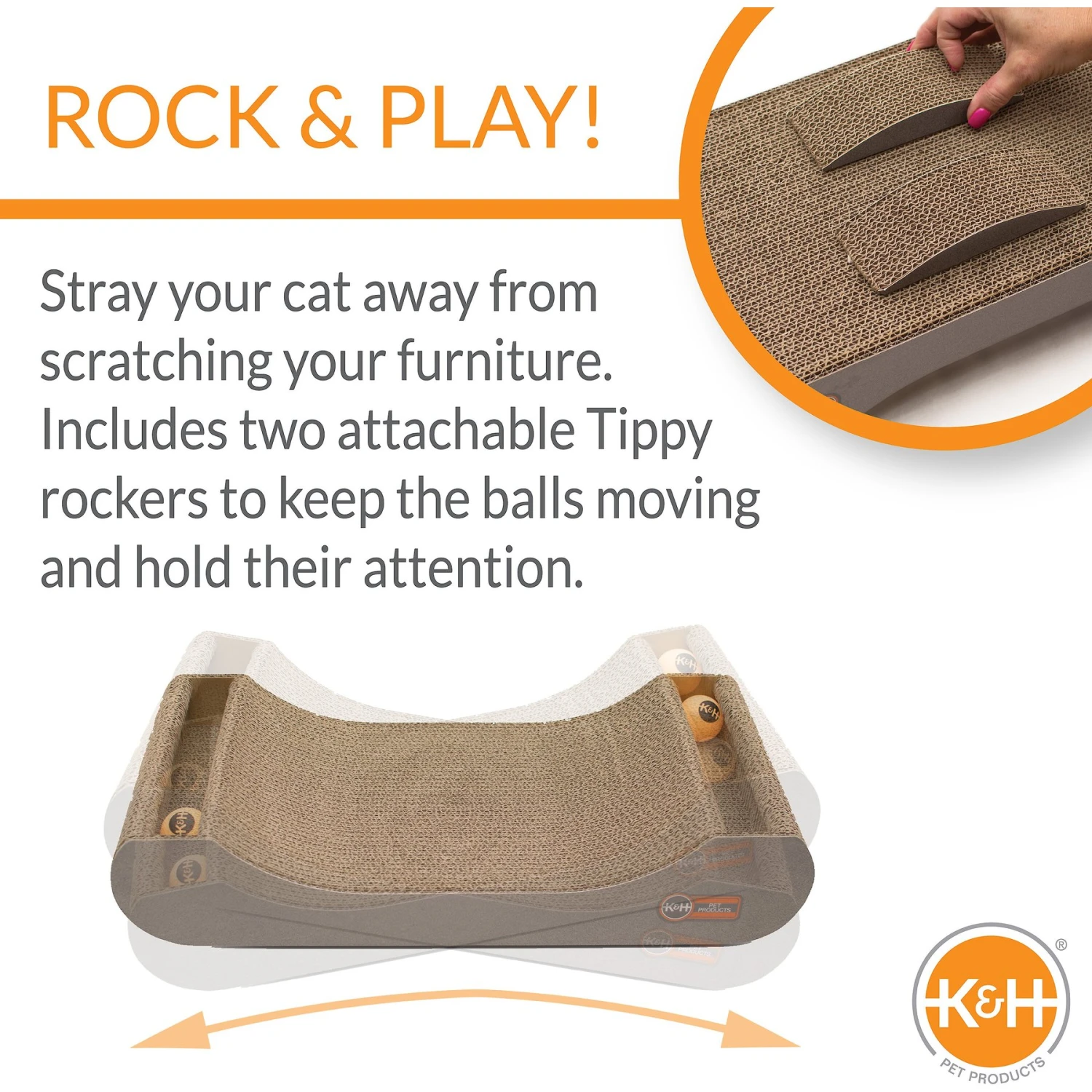 K&H Pet Products Kitty Tippy Scratch N' Track Cat Scratcher Toy With Catnip 6 K&H Pet Products Kitty Tippy Scratch N' Track Cat Scratcher Toy With Catnip - Image 4