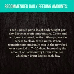 Merrick Backcountry Grain-Free Real Chicken & Trout Recipe Cuts Morsels In Gravy Cat Food Pouches -Furry Friends 123838 PT8. AC SS1800 V1506523318