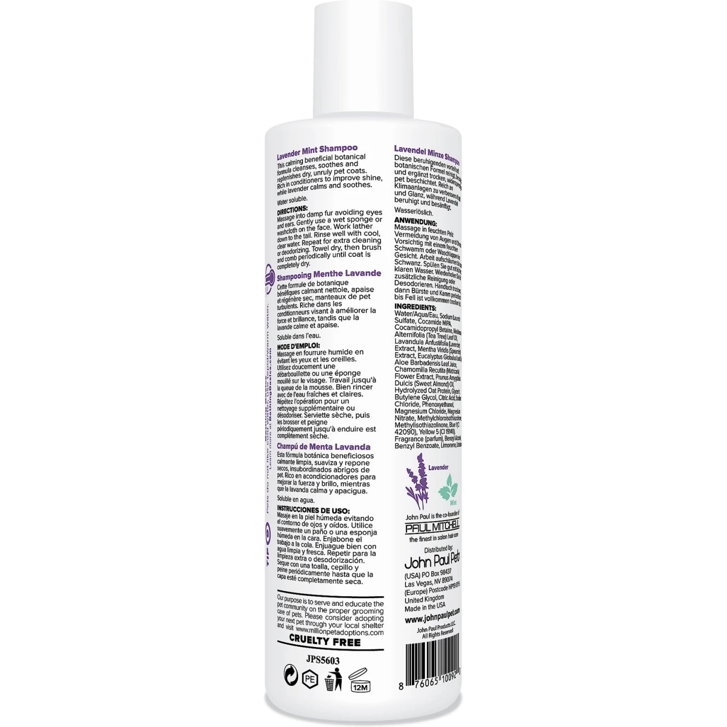 John Paul Pet Lavender Mint Dog & Cat Shampoo 4 John Paul Pet Lavender Mint Dog & Cat Shampoo - Image 2
