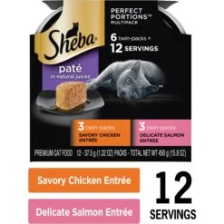 Sheba Perfect Portions Chicken & Salmon Pate Entree Variety Pack Adult Wet Cat Food Trays -Furry Friends 126370 PT2. AC SS1800 V1626816385