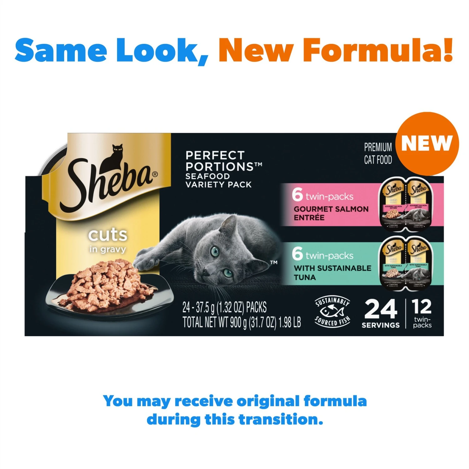 Sheba Perfect Portions Grain-Free Salmon & Sustainable Tuna Cuts In Gravy Entree Variety Pack Adult Wet Cat Food Trays 4 Sheba Perfect Portions Grain-Free Salmon & Sustainable Tuna Cuts In Gravy Entree Variety Pack Adult Wet Cat Food Trays - Image 2