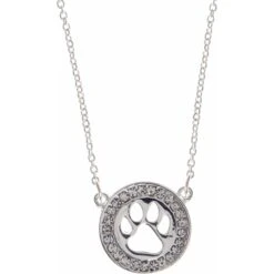 Pet Friends Pave Paw Cutout Pendant Necklace