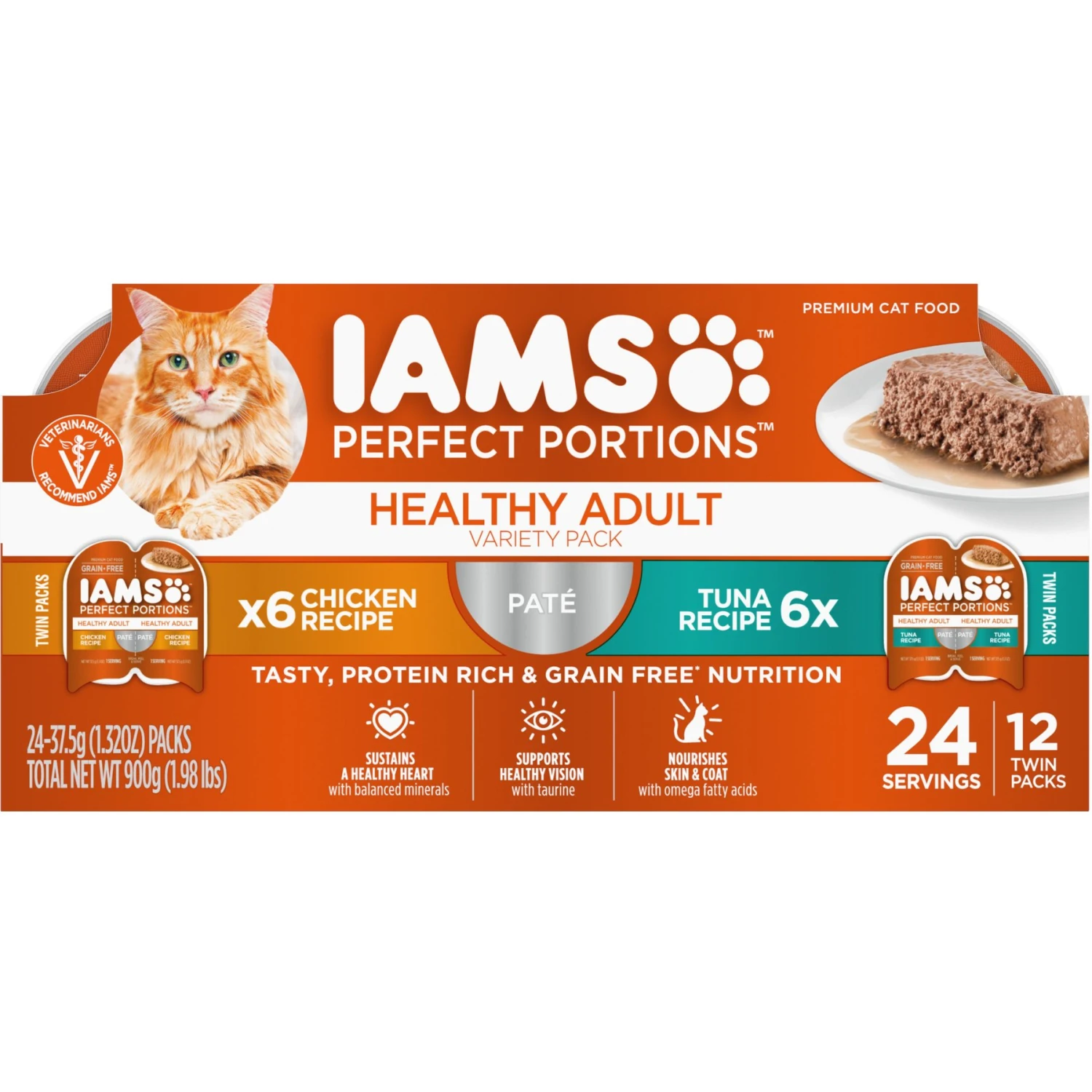 Iams Perfect Portions Healthy Adult Variety Pack Chicken & Tuna Recipe Pate Grain-Free Wet Cat Food Trays 3 Iams Perfect Portions Healthy Adult Variety Pack Chicken & Tuna Recipe Pate Grain-Free Wet Cat Food Trays