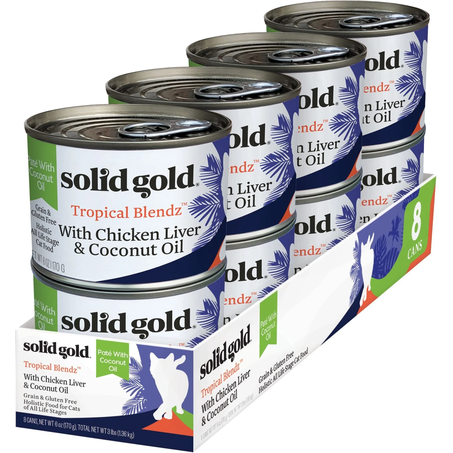 Solid Gold Tropical Blendz With Chicken Liver & Coconut Oil Pate Grain-Free Canned Cat Food 3 Solid Gold Tropical Blendz With Chicken Liver & Coconut Oil Pate Grain-Free Canned Cat Food