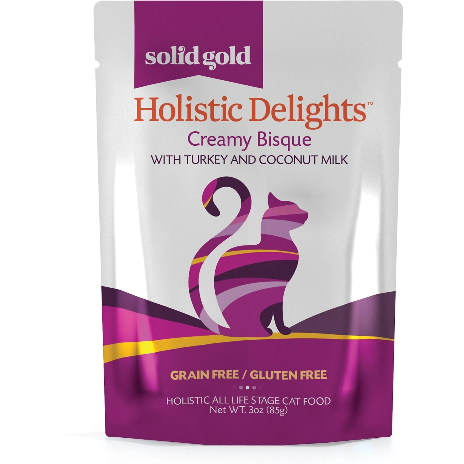 Solid Gold Holistic Delights Creamy Bisque With Turkey & Coconut Milk Grain-Free Cat Food Pouches 3 Solid Gold Holistic Delights Creamy Bisque With Turkey & Coconut Milk Grain-Free Cat Food Pouches