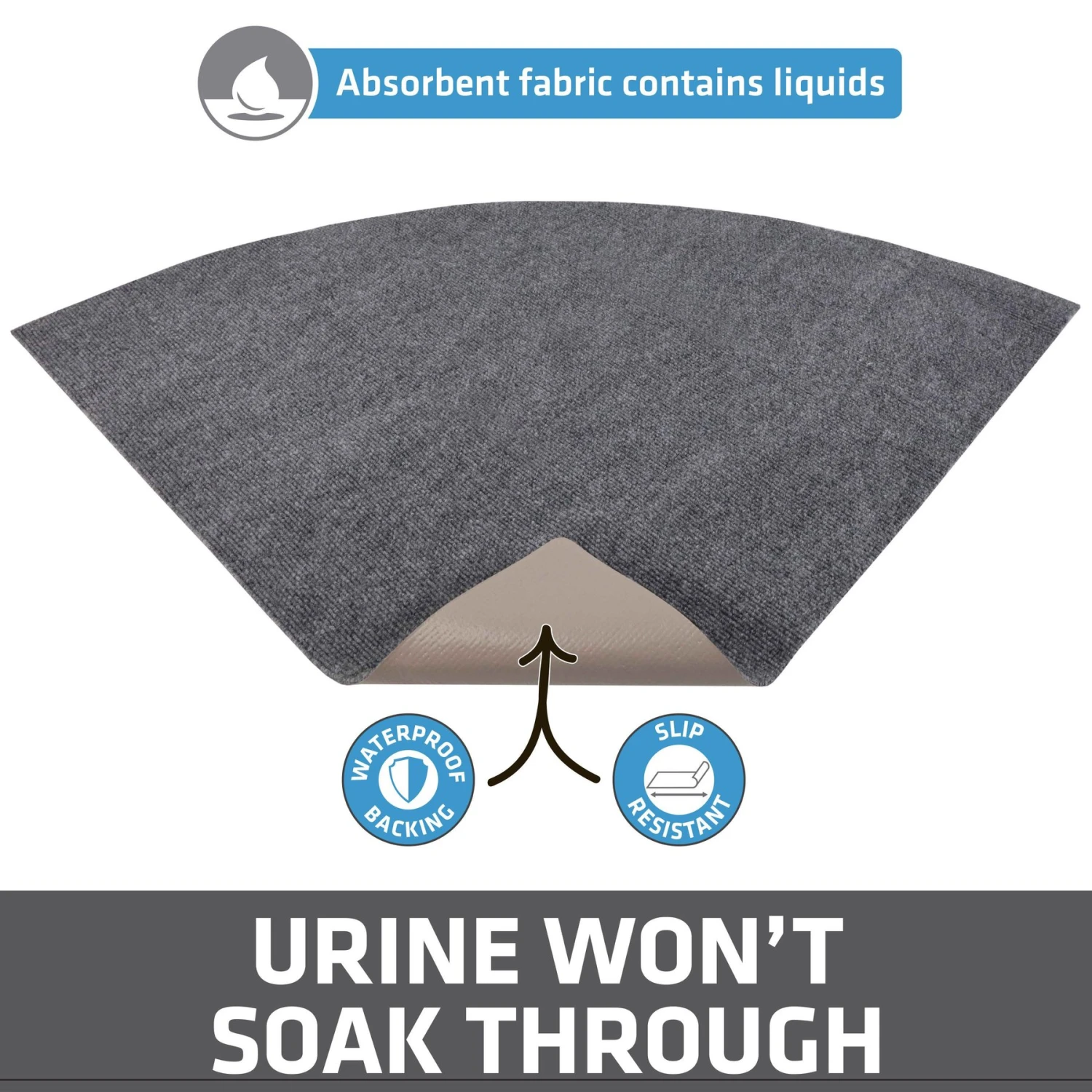 Drymate Corner Ridged Cat Litter Trapping Mat, Grey, 29.5-in X 29.5-in 5 Drymate Corner Ridged Cat Litter Trapping Mat, Grey, 29.5-in X 29.5-in - Image 3