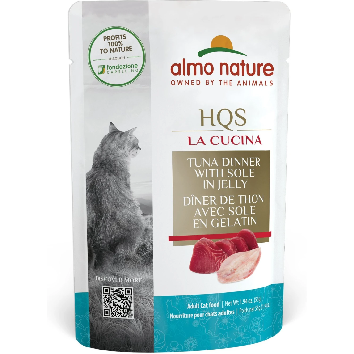Almo Nature HQS La Cucina Tuna With Sole Grain-Free Cat Food Pouches 3 Almo Nature HQS La Cucina Tuna With Sole Grain-Free Cat Food Pouches