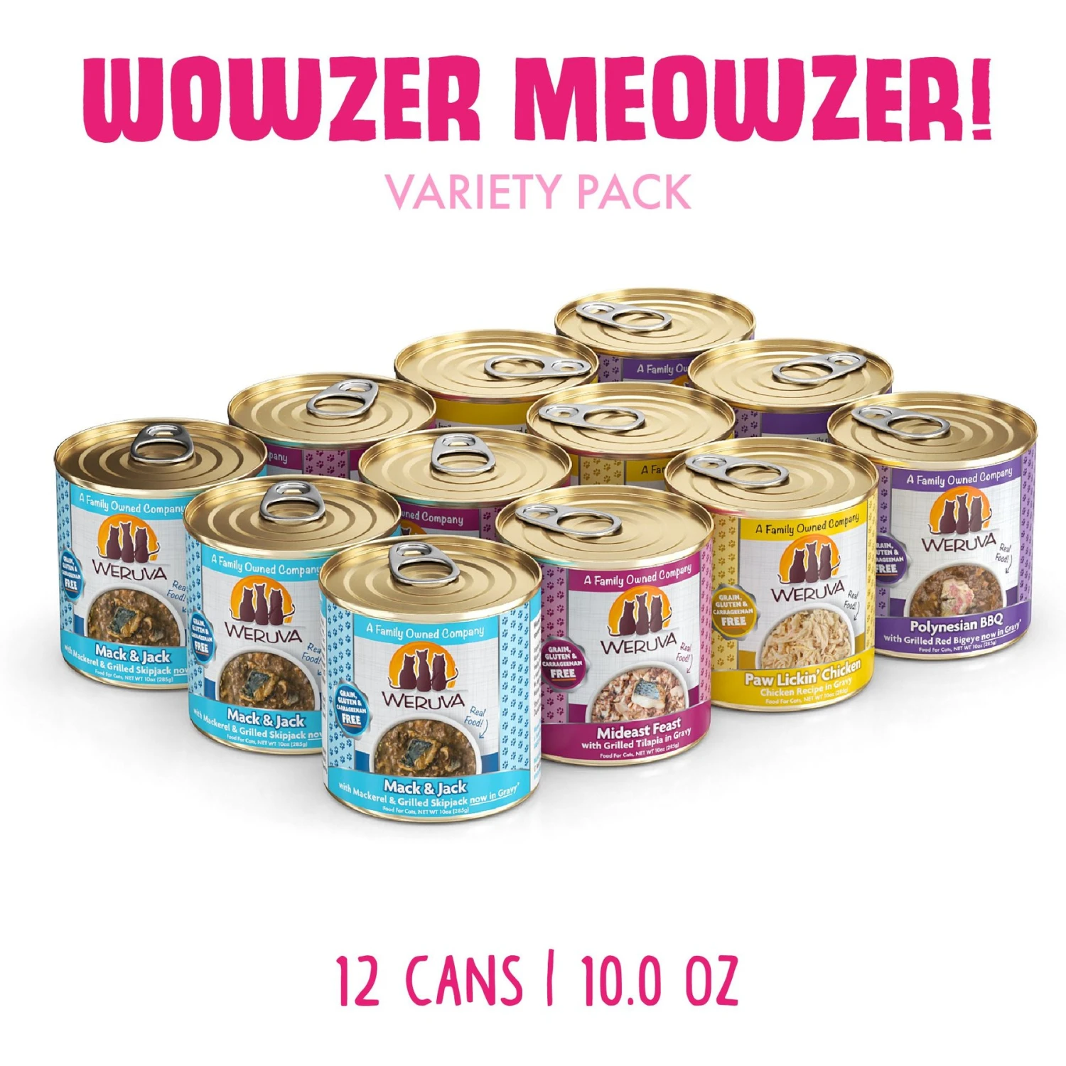 Weruva Classic Cat Food Variety Pack Wowzer Meowzer Wet Cat Food, 10-oz Can, 12 Count 4 Weruva Classic Cat Food Variety Pack Wowzer Meowzer Wet Cat Food, 10-oz Can, 12 Count - Image 2