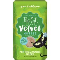 Tiki Cat Luau Velvet Mousse Tuna & Mackerel Grain-Free Wet Cat Food, 2.8-oz Pouch, Case Of 12