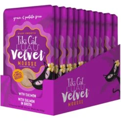 Tiki Cat Luau Velvet Mousse Salmon Grain-Free Wet Cat Food, 2.8-oz Pouch, Case Of 12 -Furry Friends 145195 PT3. AC SS1800 V1700598940