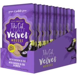Tiki Cat Luau Velvet Mousse Chicken & Egg Grain-Free Wet Cat Food, 2.8-oz Pouch, Case Of 12 -Furry Friends 145199 PT3. AC SS1800 V1700002285
