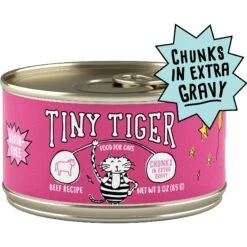 Tiny Tiger Chunks In EXTRA Gravy Beef Recipe Grain-Free Canned Cat Food