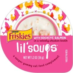 Friskies Lil' Soups With Sockeye Salmon In A Velvety Chicken Broth Lickable Cat Food Topper