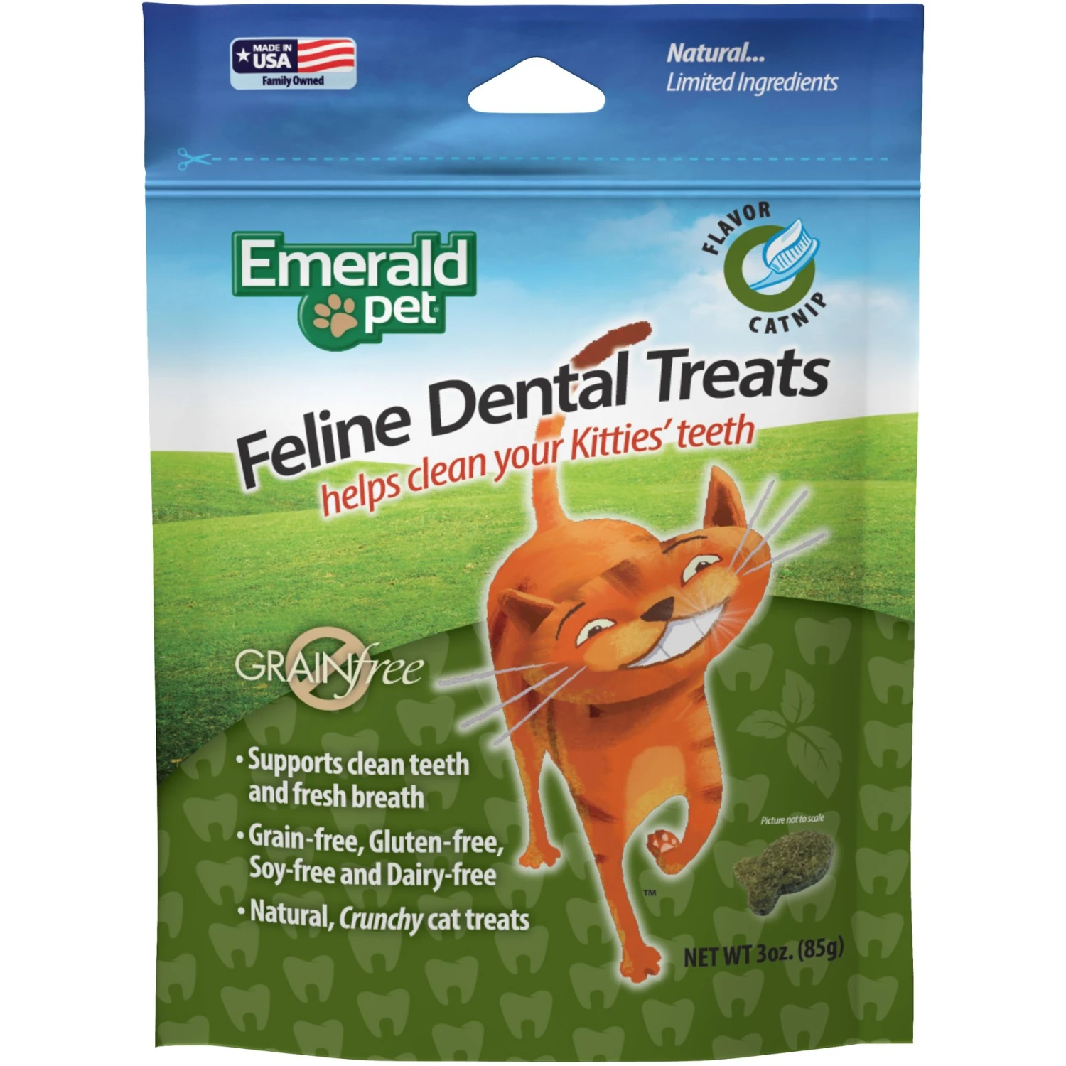 Emerald Pet Feline Dental Catnip Flavor Grain-Free Cat Treats 3 Emerald Pet Feline Dental Catnip Flavor Grain-Free Cat Treats