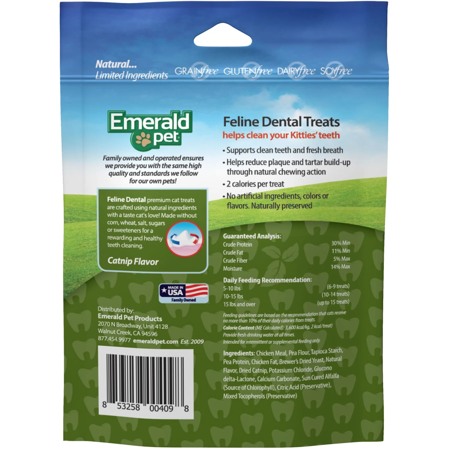 Emerald Pet Feline Dental Catnip Flavor Grain-Free Cat Treats 4 Emerald Pet Feline Dental Catnip Flavor Grain-Free Cat Treats - Image 2