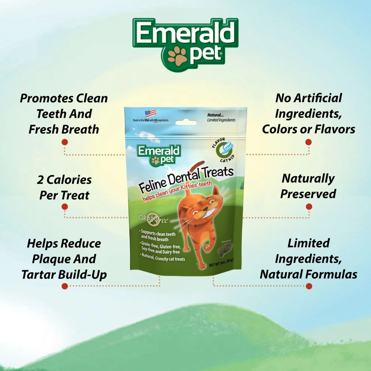 Emerald Pet Feline Dental Catnip Flavor Grain-Free Cat Treats 6 Emerald Pet Feline Dental Catnip Flavor Grain-Free Cat Treats - Image 4