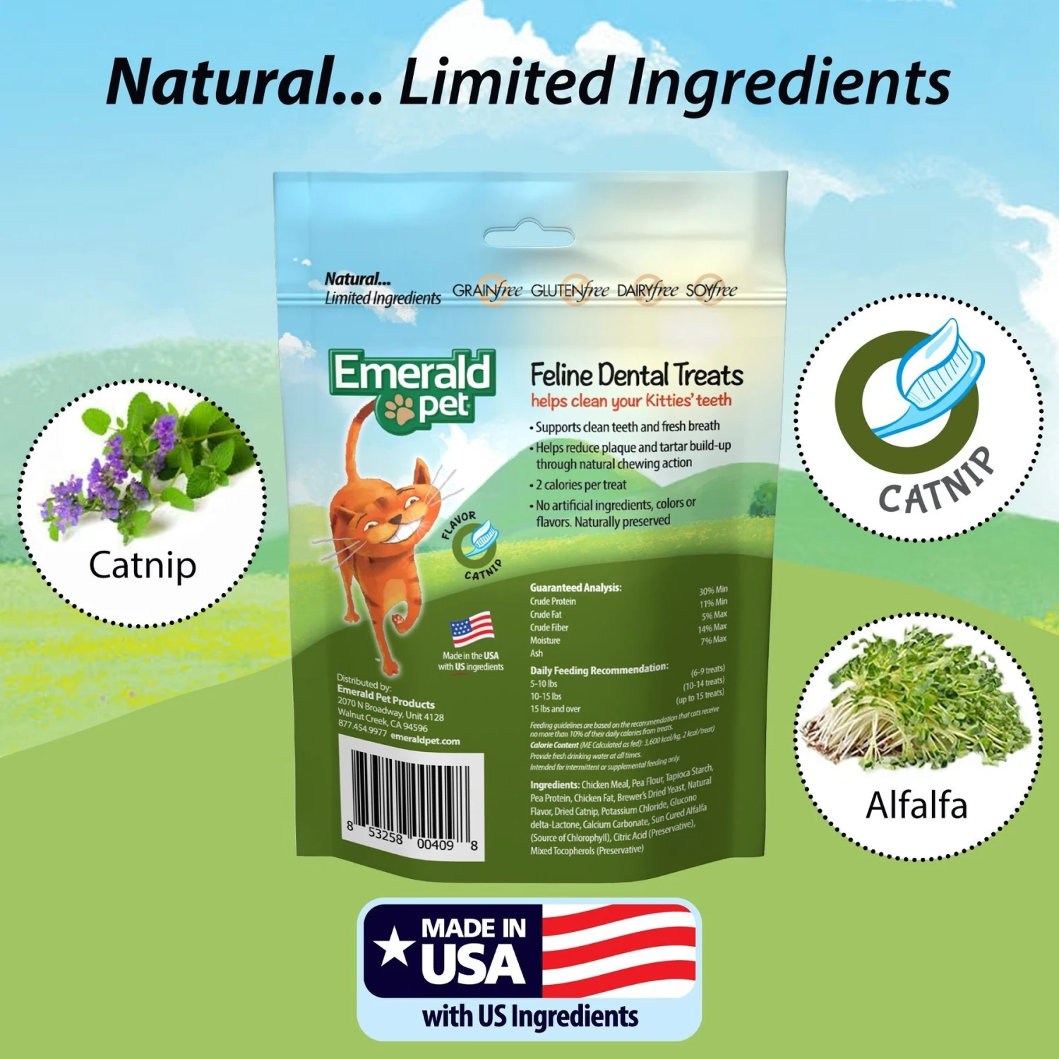 Emerald Pet Feline Dental Catnip Flavor Grain-Free Cat Treats 7 Emerald Pet Feline Dental Catnip Flavor Grain-Free Cat Treats - Image 5