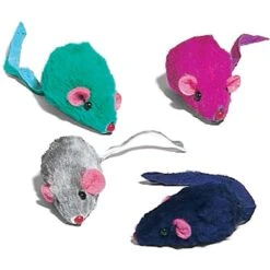 Furry Friends 55 Ethical Pet Spot Rainbow Plush Rattling Mice Cat Toy With Catnip, Color Varies, 12-pack