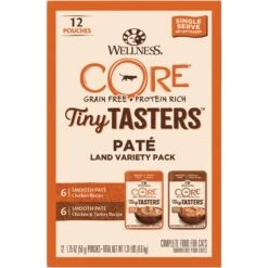 Wellness CORE Tiny Tasters Chicken, Chicken & Turkey Pate Land Variety Pack Grain-Free Cat Food Pouches