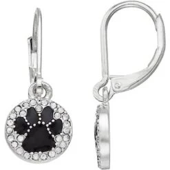 Pet Friends Paw Circle Drop Earrings