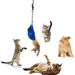 Pet Fit For Life Interactive Wand Teaser, Toys & Storage Bag 8 Piece Bundle Cat Toy -Furry Friends 159022 PT3. AC SS1800 V1589321011