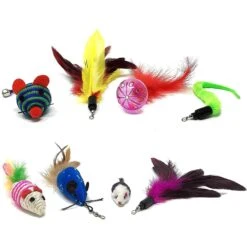 Pet Fit For Life Interactive Wand Teaser, Toys & Storage Bag 8 Piece Bundle Cat Toy -Furry Friends 159022 PT6. AC SS1800 V1589321000