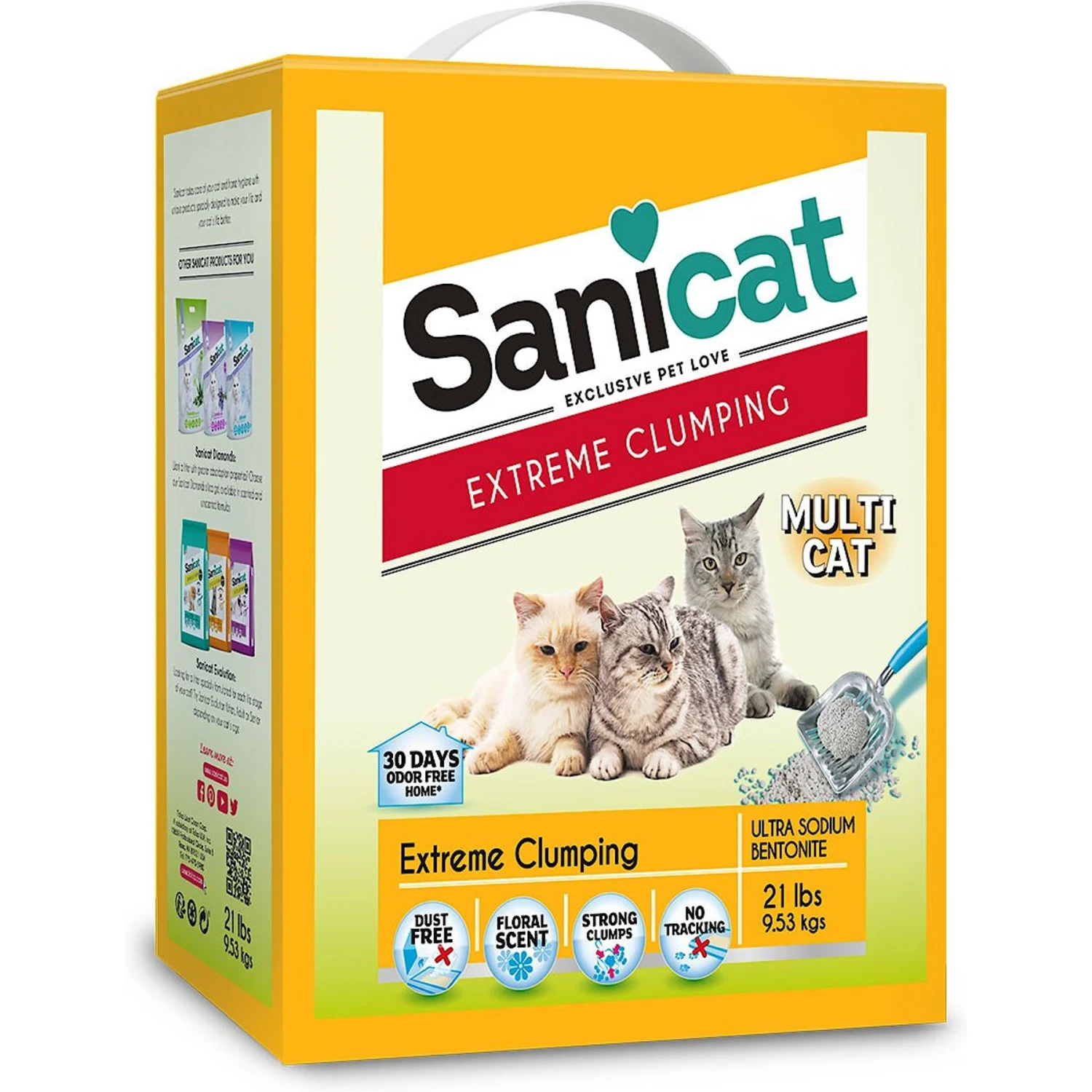 Sanicat Extreme Multi-Cat Floral Scent Clumping Clay Cat Litter, 21-lb Box 3 Sanicat Extreme Multi-Cat Floral Scent Clumping Clay Cat Litter, 21-lb Box