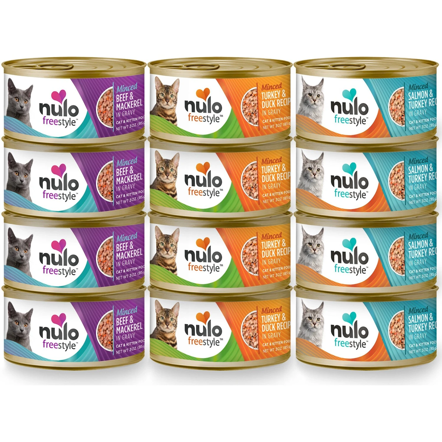Nulo Freestyle Minced Salmon & Turkey, Minced Beef & Mackerel, Minced Turkey & Duck Grain-Free Variety Pack Canned Cat Food 11 Nulo Freestyle Minced Salmon & Turkey, Minced Beef & Mackerel, Minced Turkey & Duck Grain-Free Variety Pack Canned Cat Food - Image 9
