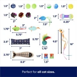 Frisco Plush, Teaser, Ball & Tri-Tunnel Variety Pack Cat Toy With Catnip, 20 Count -Furry Friends 178161 PT2. AC SS1800 V1676413725