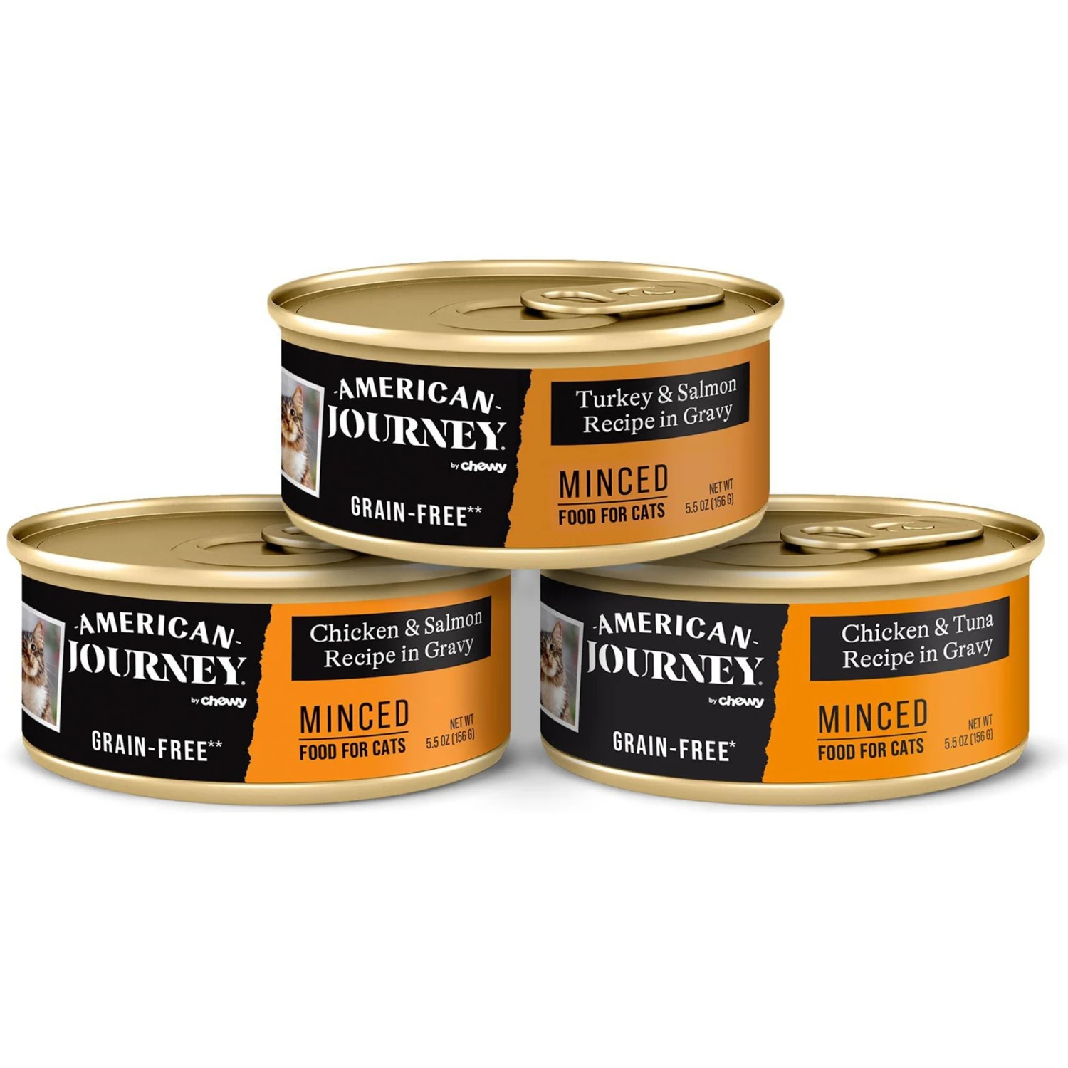 American Journey Minced Poultry & Seafood In Gravy Variety Pack Grain-Free Canned Cat Food 3 American Journey Minced Poultry & Seafood In Gravy Variety Pack Grain-Free Canned Cat Food