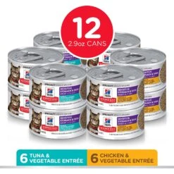 Hill's Science Diet Adult Sensitive Stomach & Skin Tuna & Vegetable & Chicken & Vegetable Variety Pack Canned Cat Food -Furry Friends 181109 PT1. AC SS1800 V1595609455
