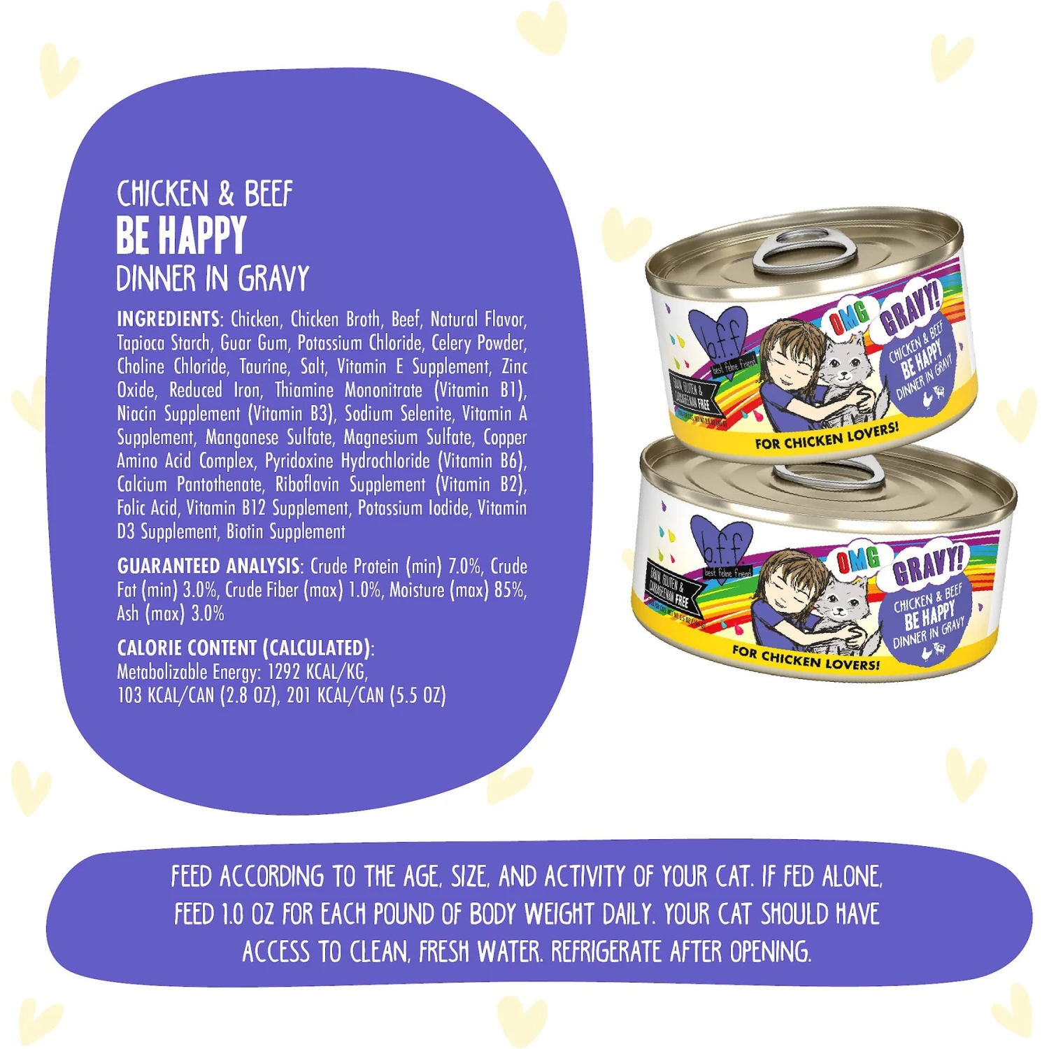 BFF OMG Be Happy! Chicken & Beef In Gravy Wet Canned Cat Food 9 BFF OMG Be Happy! Chicken & Beef In Gravy Wet Canned Cat Food - Image 7