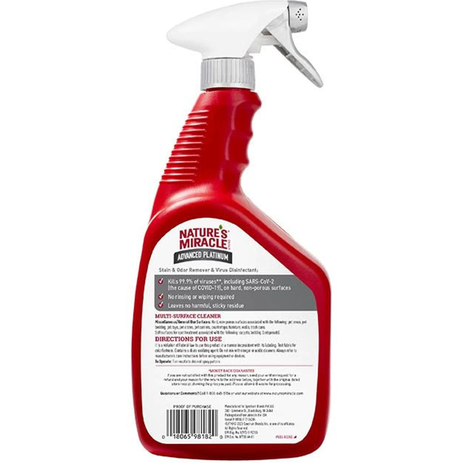 Nature's Miracle Advanced Platinum Cat Antibacterial Stain Remover & Odor Eliminator Spray, 32-oz Bottle 4 Nature's Miracle Advanced Platinum Cat Antibacterial Stain Remover & Odor Eliminator Spray, 32-oz Bottle - Image 2