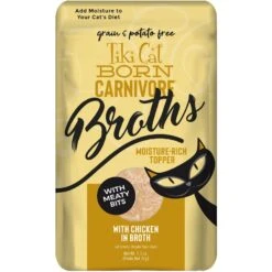 Tiki Cat Broths Chicken In Broth With Meaty Bits Grain-Free Wet Cat Food Topper, 1.3-oz Pouch, Case Of 12