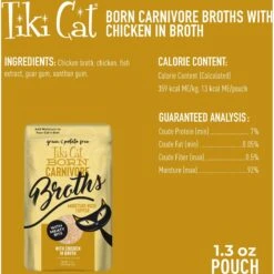 Tiki Cat Broths Chicken In Broth With Meaty Bits Grain-Free Wet Cat Food Topper, 1.3-oz Pouch, Case Of 12 -Furry Friends 186295 PT2. AC SS1800 V1702938303
