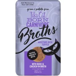 Tiki Cat Broths Duck & Chicken In Broth With Meaty Bits Grain-Free Wet Cat Food Topper, 1.3-oz Pouch, Case Of 12