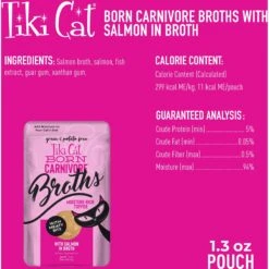 Tiki Cat Broths Salmon In Broth With Meaty Bits Grain-Free Wet Cat Food Topper, 1.3-oz Pouch, Case Of 12 13 Tiki Cat Broths Salmon In Broth With Meaty Bits Grain-Free Wet Cat Food Topper, 1.3-oz Pouch, Case Of 12 -Furry Friends 186303 PT2. AC SS1800 V1702938205