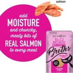 Tiki Cat Broths Salmon In Broth With Meaty Bits Grain-Free Wet Cat Food Topper, 1.3-oz Pouch, Case Of 12 15 Tiki Cat Broths Salmon In Broth With Meaty Bits Grain-Free Wet Cat Food Topper, 1.3-oz Pouch, Case Of 12 -Furry Friends 186303 PT4. AC SS1800 V1702938204